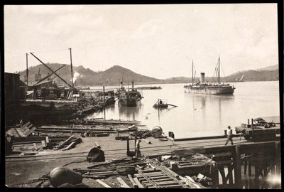 View of Pier and Ship in the Harbor at Balboa, Panama, the Pacific Entrance to the Canal by Byron Company